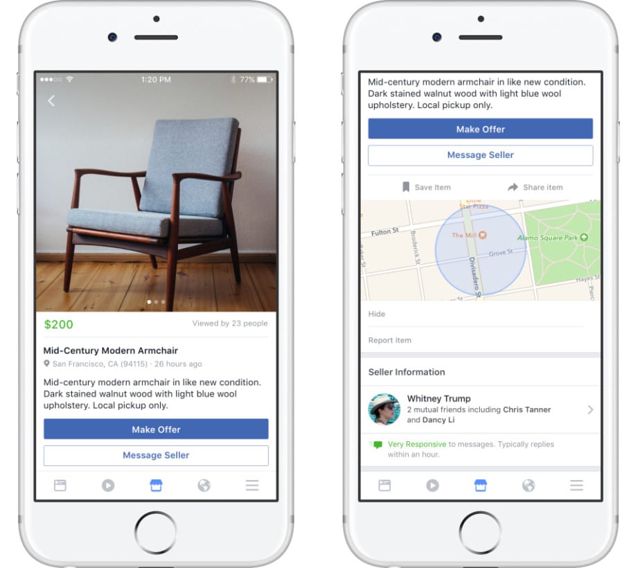 facebook's new marketplace on smartphone